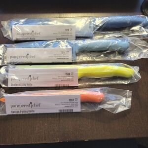 Pampered Chef Knife - 4 Coated Knives with covers new in Original pack